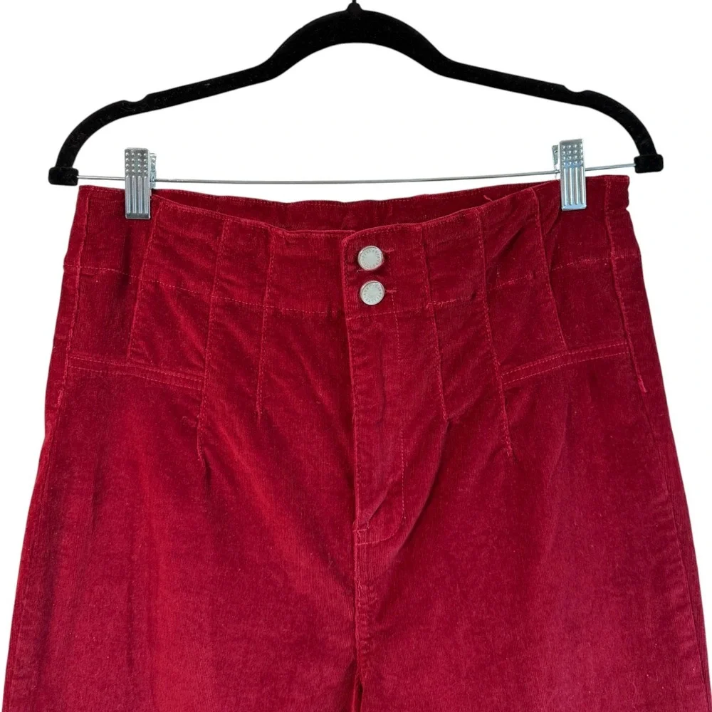 Avec Les Filles Red Corduroy Pants Sz 12 High Rise Retro‎ Velvet Feel